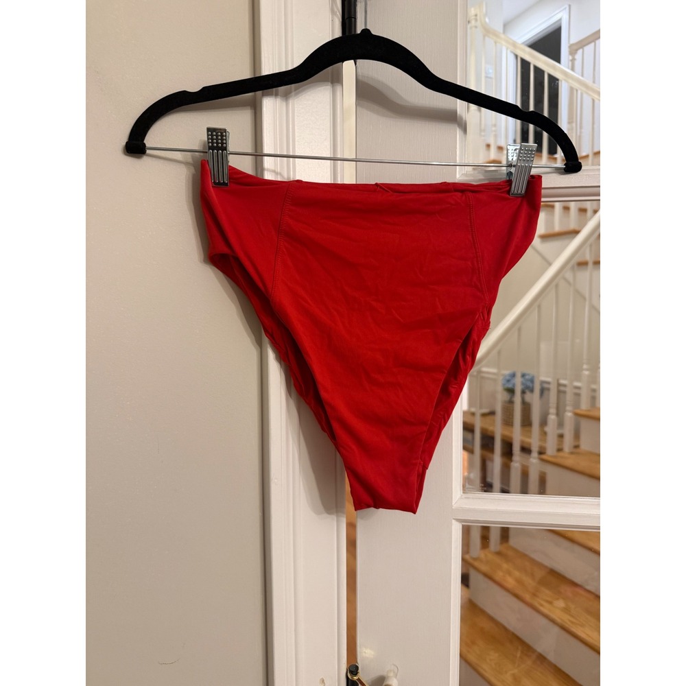 Andie Swim Red High Waisted Bikini Bottom High Rise Swimwear Women Small
